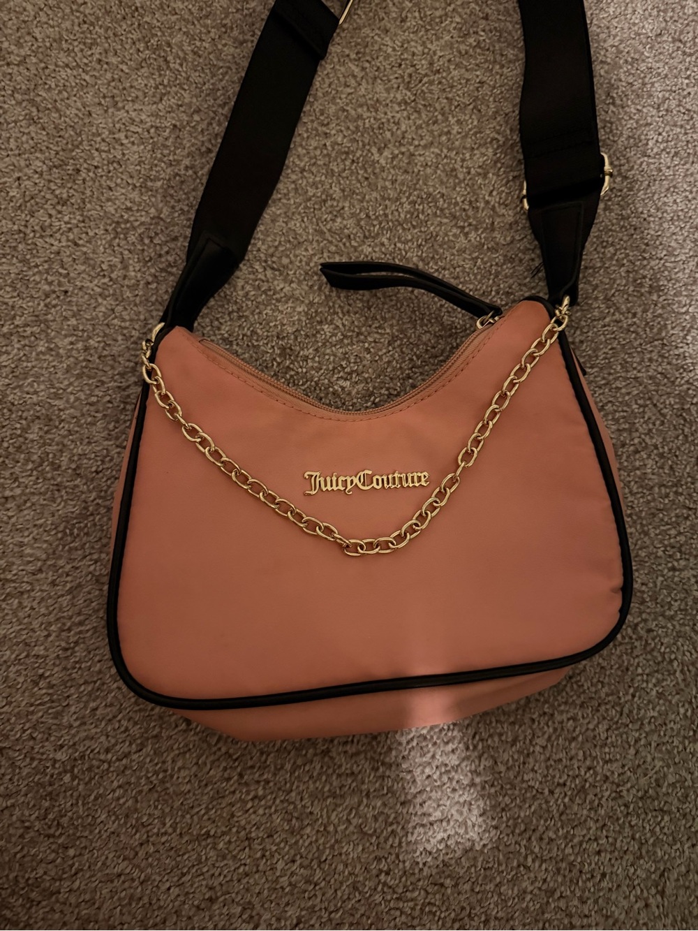 Juicy Couture Satin Pink Shoulder Bag with Gold Chain